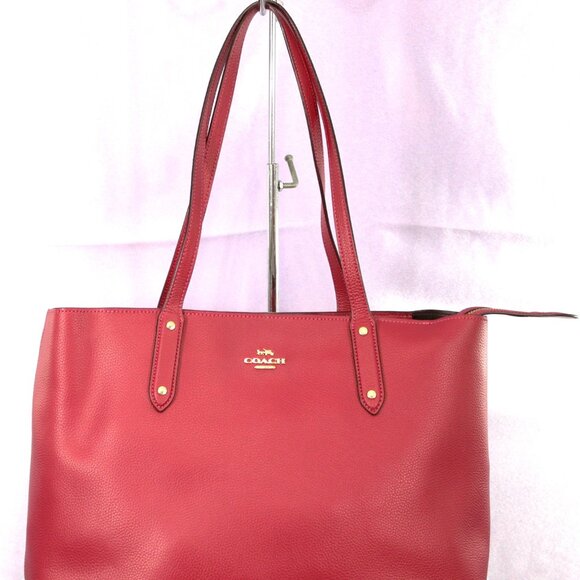 Coach Pebbled Leather Zip-Top Tote Bag – Fuchsia (B1922-69424) - Picture 1 of 8